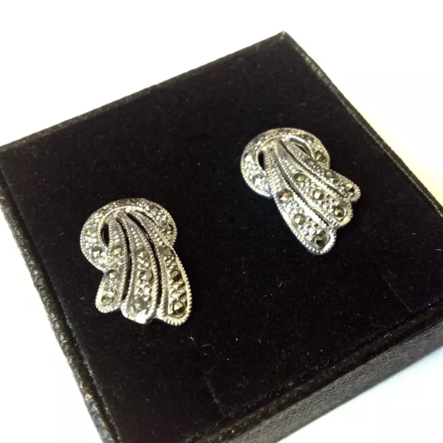 Art Deco 1920s style Marcasite Round large Stud Earrings vintage style