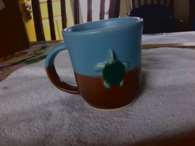 Hand Made Pottery Coffee Cup With Turtle See Pics