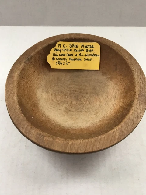 Antique 19th Century Spice Mortar Early Style Raised Bases 5 3/4" x 6" No Pestle