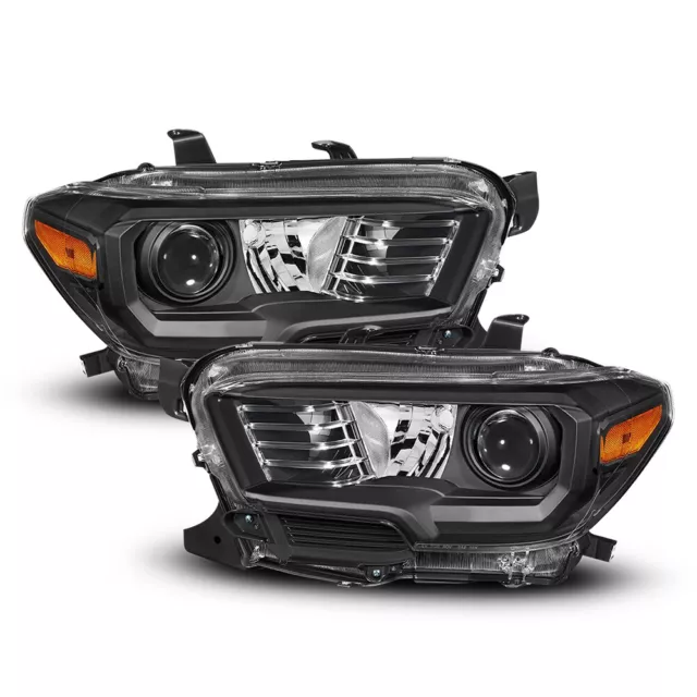 Headlights Assembly For 2016 -2022 Toyota Tacoma Black Projector Headlamps Pair