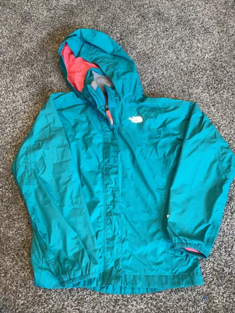 THE NORTH FACE HyVent Girls Rain Jacket Windbreaker Pink Teal Hooded Med 10/12