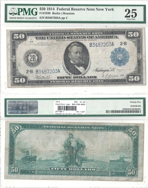 1914 $50 New York District FRN Fr 1030 PMG Very Fine-25 1914 $50 New York District FRN Fr 1030 PMG Very Fine-25