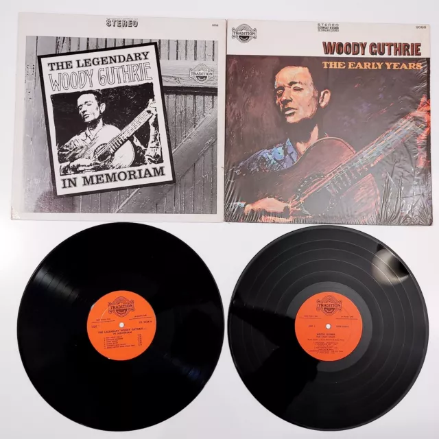 2 WOODY GUTHRIE LPs Legendary/In Memoriam + The Early Years Folk Pre War Blues