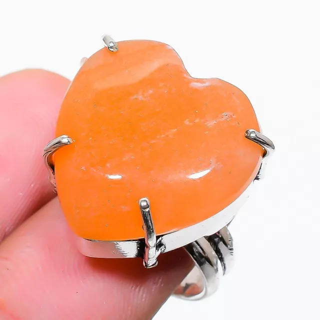 Orange Aventurine Gemstone 925 Sterling Silver Jewelry Ring Size 6 Easter U464