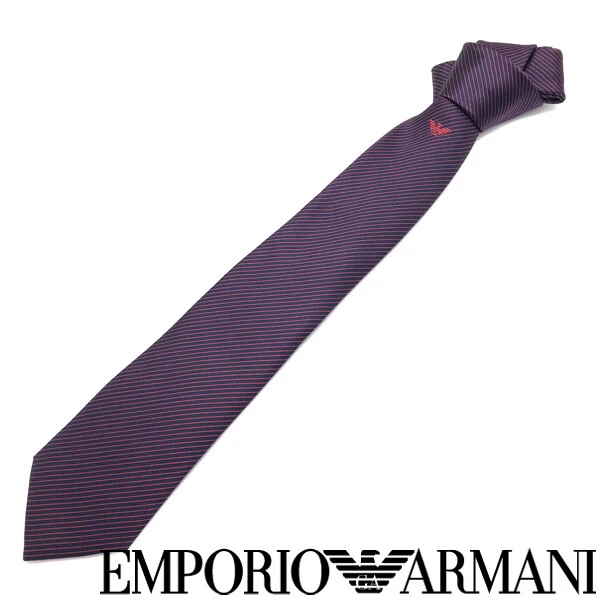 Emporio Armani Tie Brand Silk Stripe Night Blue Width Of The Tip 7.5cm a609