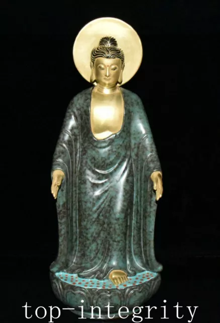 Qing Yongzheng Green Glazed Porcelain Gilt Shakyamuni Sakyamuni Buddha Statue