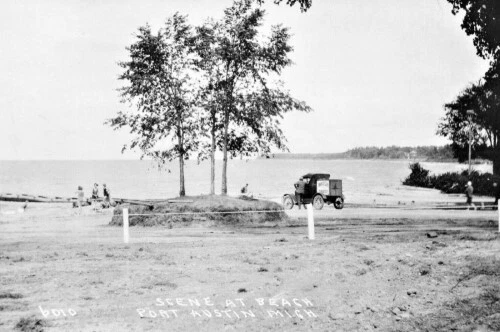 Beach Scene Port Austin Michigan MI Reprint Postcard