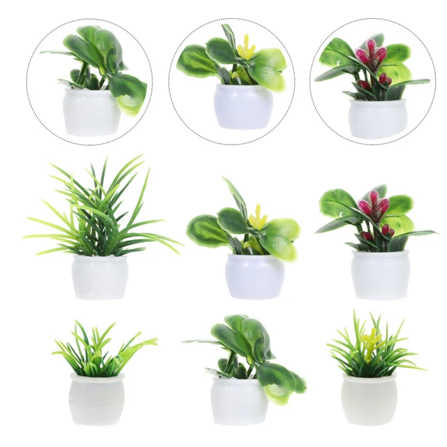 9 Mini Plantes Artificielles En Résine – Set De Cactus, Fleurs Et Feuilles – Décoration Maison De Poupée, Bureau, Jardin De Fées