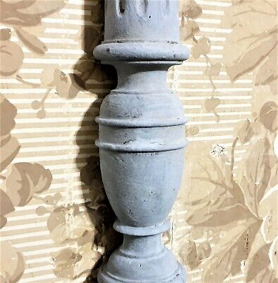 Victorian gray painted wood carving column Antique french architectural salvage 3