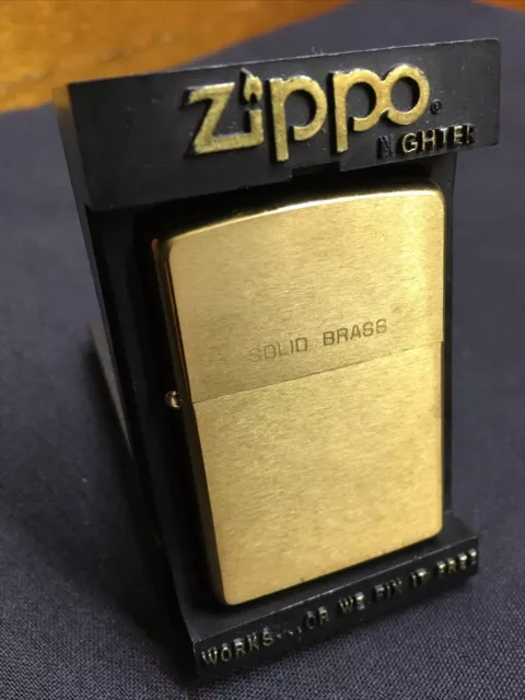 1932-1986 Brass Zippo Lighter No. 204 Brush Finish Solid Brass In Display Case