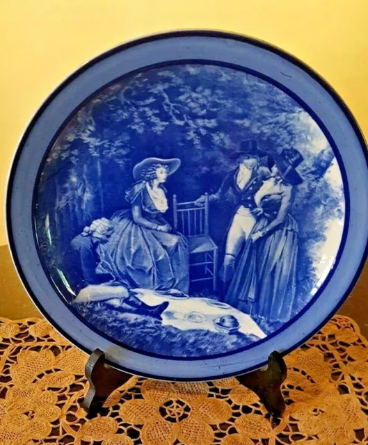 Vintage Royal Doulton Blue Romantic Picnic Scene Charger Plate