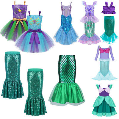 Girls Mermaid Princess Costume Kids Party Carnival Cosplay Book Week Fancy Dress
