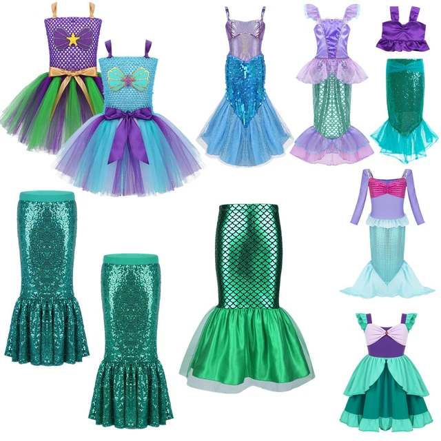 Girls Mermaid Princess Costume Kids Party Carnival Cosplay Book Week Fancy Dress