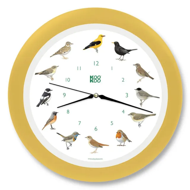 Singvögel Wall Clock European Songbirds Cream-Yellow by KOOKOO