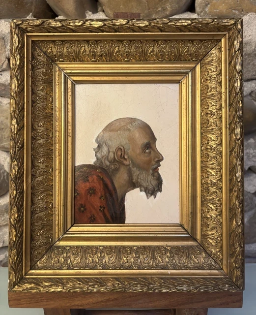 tableau-ancien-huile-sur-bois-portrait-d-homme-peinture-painting-eur