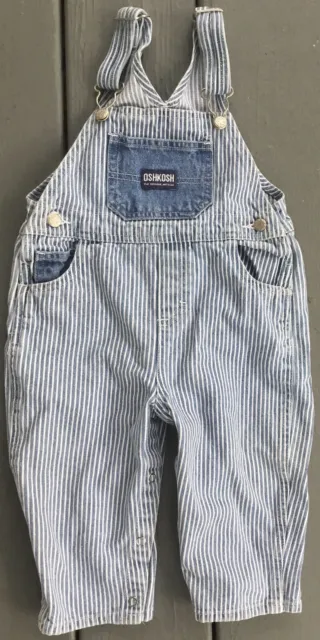 Osh Kosh blue & white striped 18 months long overalls