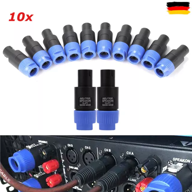 10x Speakon Lautsprecher Stecker 4-polig Schraubbar Boxen Speaker Kabelstecker