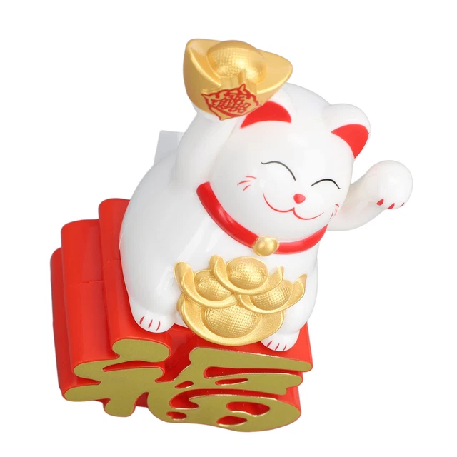 (MLY23110)Lucky Cat Ornament Lifelike Cute Lucky Fortune Cat Solar Powered