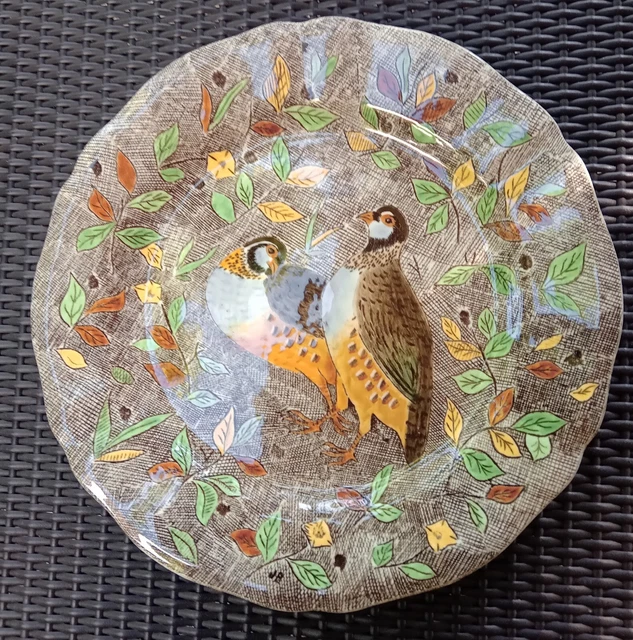 Sublime GRANDE ASSIETTE de GIEN modèle RAMBOUILLET décor PERDRIX CHASSE 26,3cm