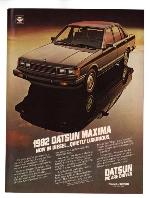 1982 Datsun Nissan Maxima Diesel Vintage Print Ad Quietly Luxurious 1980s