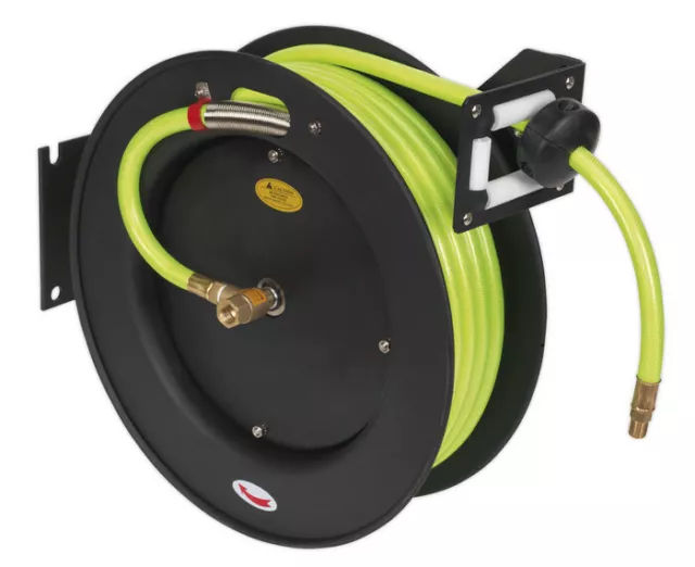 Retractable Air Hose Metal Reel 15Mtr Dia.10Mm Id High Visibility Tpr Hose Seale