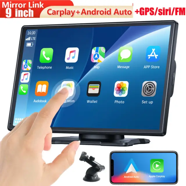 9"Car Stereo Radio For Wireless Apple Carplay&Android Auto Portable Head Unit FM