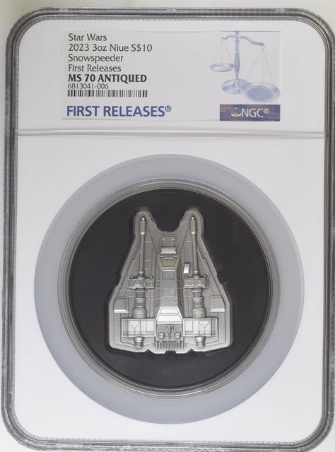 2023 Niue Star Wars Mandalorian Vehicle Snowspeeder 3oz Silver Coin NGC MS70 FR