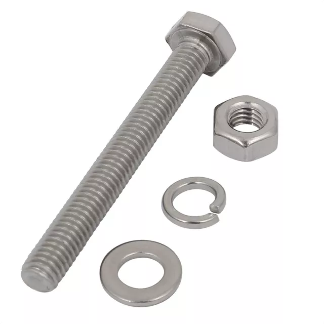 10 Set M6x50mm 316 Stainless Steel Hex Bolts w Nuts and Washers Assortment Kit 2