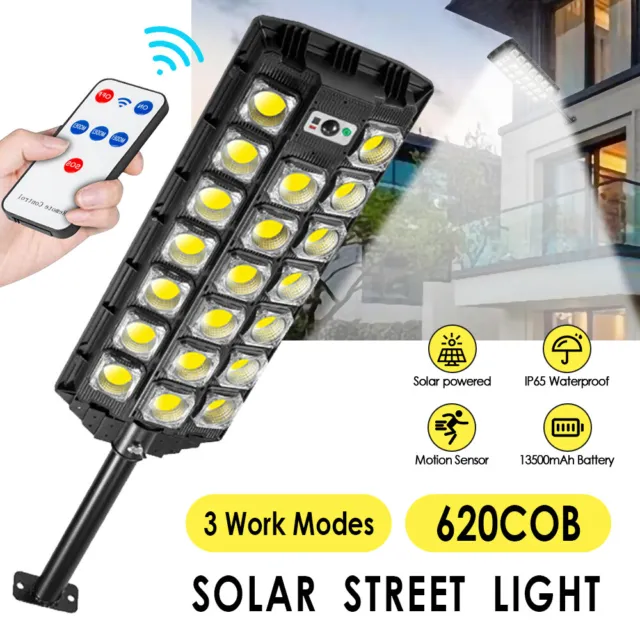 30000LM Solar Street 620COB Light Sensor Wall Lamp Outdoor Garden Floodlight
