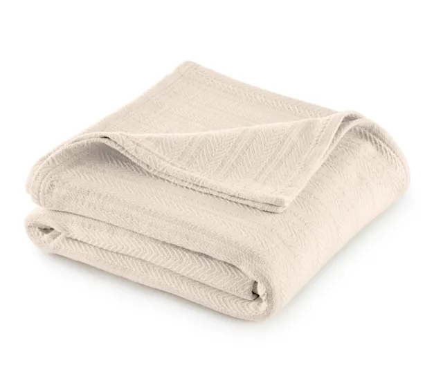 Vellux 100% Cotton Blanket - Soft Breathable Cozy & Lightweight Thermal Blanket