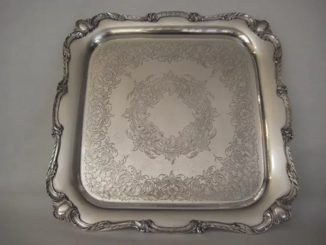 Vintage Wilcox Is Silver Silverplated  Rochelle Epns Square Plate, 14 3/4"