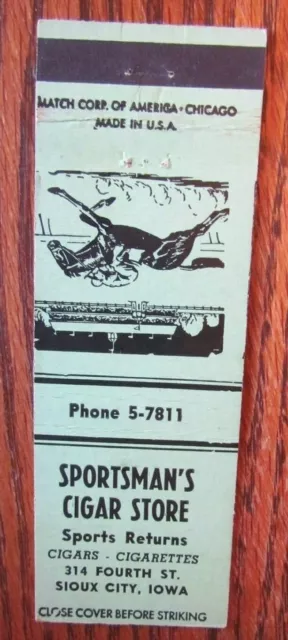 Horse Racing Sports Matchbook: Sportsman's Cigar Store (Sioux City, Iowa) -E13