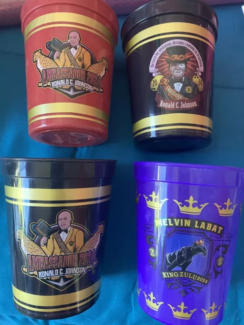 2024 Krewe Of Zulu Set Of  4 Cups New Mardi Gras New Orleans