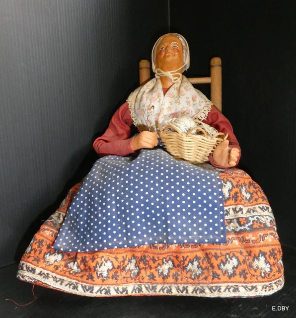 👵 Ancien Santon De Provence En Terre Cuite – Vieille Femme 26 Cm – Fait Main 👵