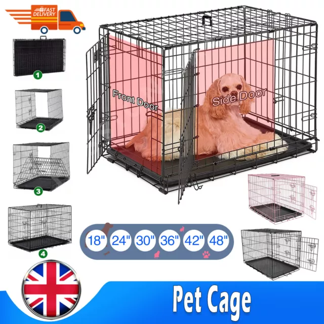 2023 UK Dog Cage Puppy Pet Metal Crate Carrier - Small Medium Large S M L XL XXL