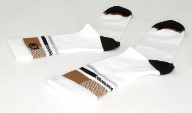 Crank Brothers Icon Mountain Bike Socks, White/Brown/Black, Small/Medium 37-42 3