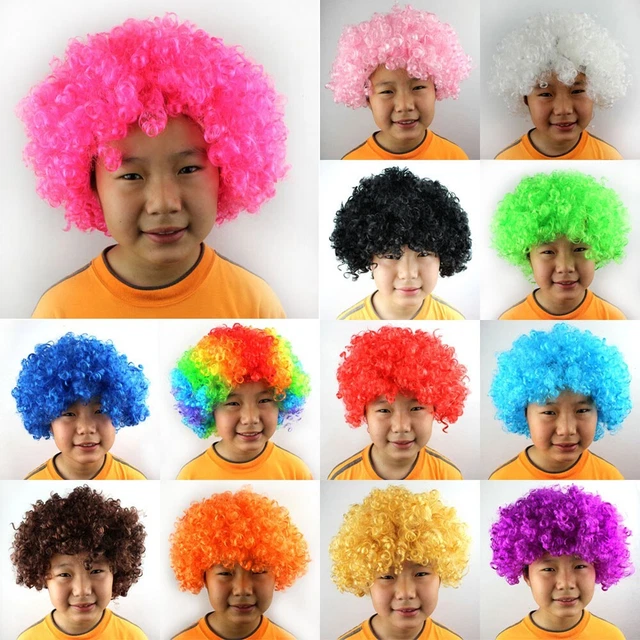 Wig Cosplay Clown Unisex Costume Curly Hair Disco Fancy Dress Hairpieces