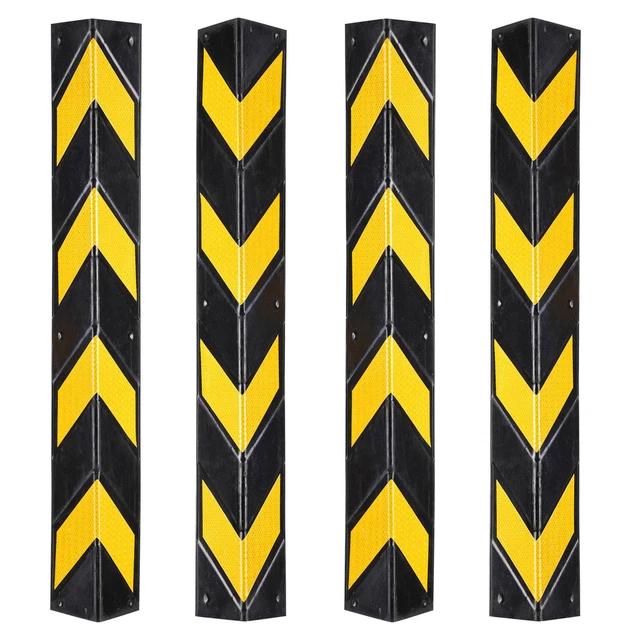 31" Rubber L-Shape Corner Guard with Reflective Yellow Strip For Garage 4 Packs