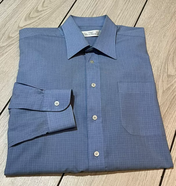 Vintage St Michael M&S Shirt, Long Sleeved, Blue 15.5”