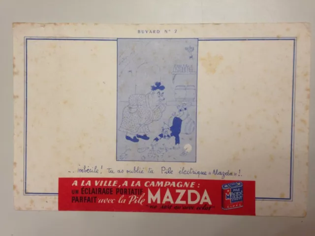 Ancien Buvard Pile Mazda / Dessin Dubout