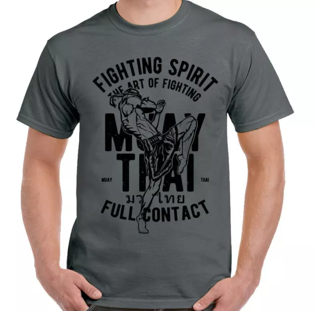 Muay Thai T-Shirt Full Contact Mens Martial Arts MMA Kick Boxing Training Top