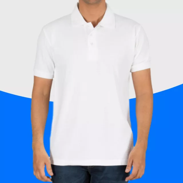 Unisex Polo T-Shirt Polyester Plain White Tee Sublimation Heat Transfer Blank