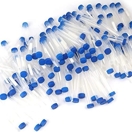 Bekith 200pc Plastic Centrifuge Tubes 15ml Conical Bottom Graduated Marks Blu...