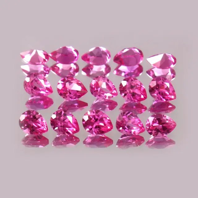 AAA Natural Flawless Ceylon Pink Sapphire Loose Pear Gemstone Cut 4x3 MM -5 Pcs