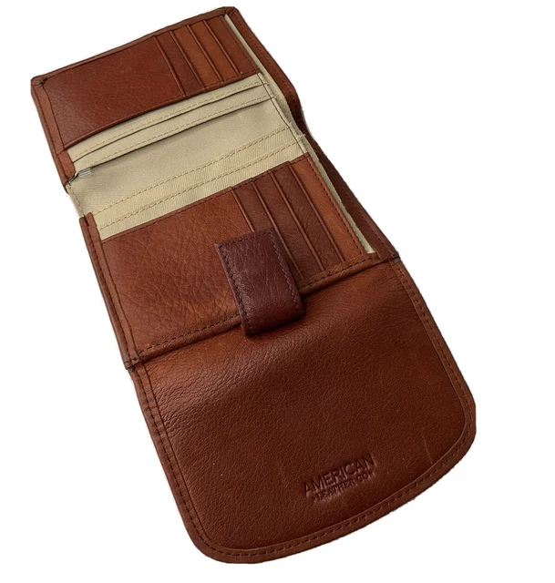 American Leather Co Wallet Bifold Organizer Brown Coin Pocket