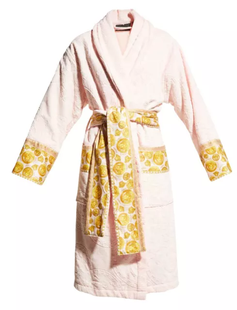 NWT $1500 Versace Medusa Cotton Terry Bath Robe Rose Medium ZACJ00008