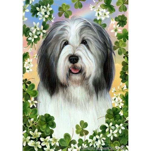 Clover Garden Flag - Blue and White Bearded Collie 311701