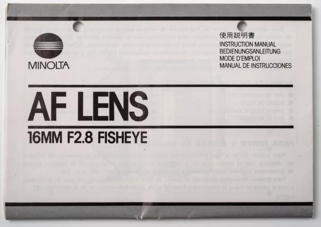 Bedienungsanleitung Minolta AF Lens 16mm F2.8 Fisheye