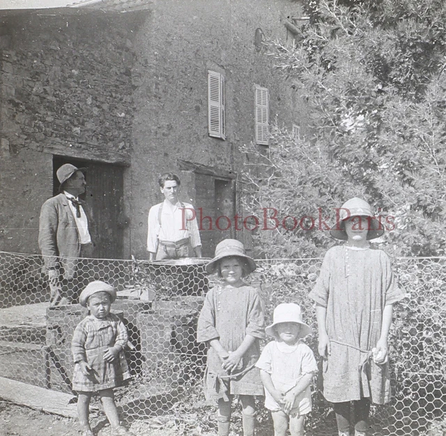 FRANCE Family Village Farm c1920 Photo Stereo Glass Plate Vintage P30L2n12