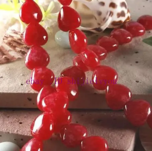 Beautiful Heart-shaped 12x12mm Red Brazil Ruby Gemstone Loose Beads 15"